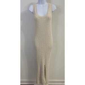 ALL ROW Chunky Knit Slit Sweater Dress Size Large Cream Woman's